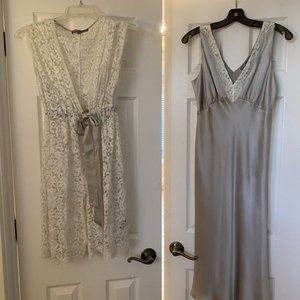 Hale Bob Silk Dress with Separate Lace Coverup Size Medium